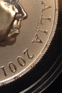 2001-Silver-Coloured-Kangaroo-Dollar---Copper-Toned-Spotting